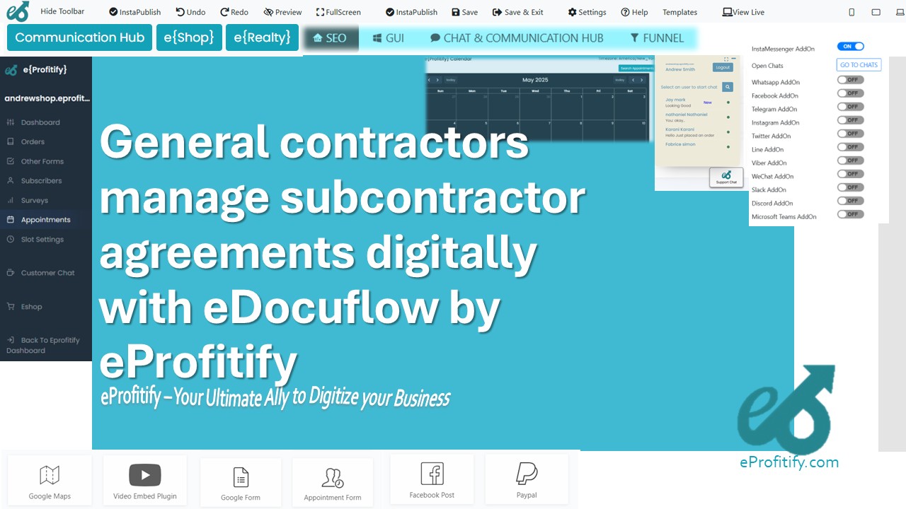 General contractors manage subcontractor agreements digitally with eDocuflow by eProfitify